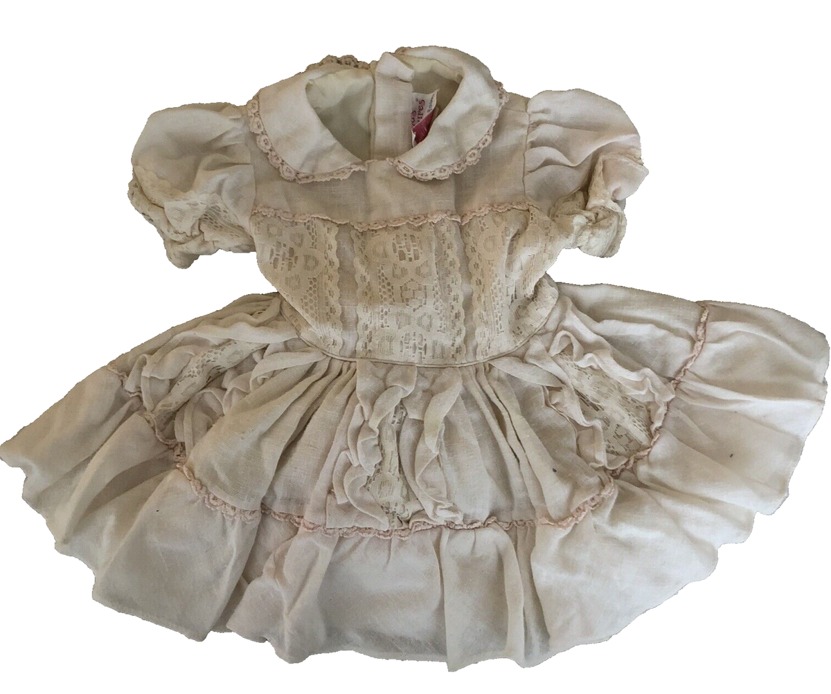 Marthas Miniatures Dress Fussy T2 White Pink Lace Ruffles Circle