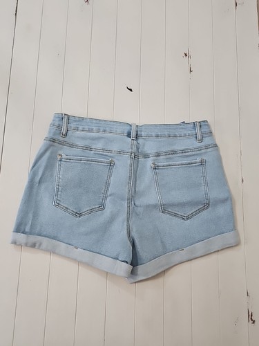 Summer Jean Shorts w/Folded Hem Lightblue Size 2XL High Waist Stretch Romastory - Picture 5 of 11