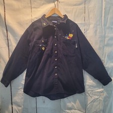 Disney Winnie The Pooh Bee A Friend Blue Corduroy Button Up Blue Shirt Size XL