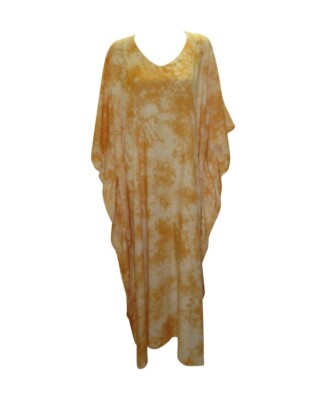 Womens Plus Size Kaftan Boho Tie-Dye Batwing Sleeves Loungewear Free Size  BEIGE