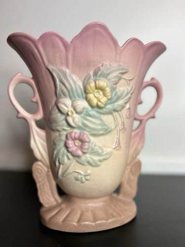 Hull Art Pottery Wildflower Vase Pink Blue Yellow Floral 76 - 8 1/2