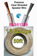 50' ft 16 Gauge Clear Stranded Speaker Wire Home Car Stereo Audio Cable Wiring