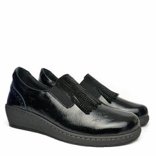 SUSIMODA BLACK REMOVABLE-FOOTBED MOCCASIN MAXI FIT WITH RHINESTONE
