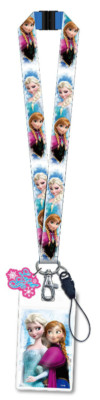 Disney Elsa and Anna Lanyard ID Holder with PVC Dangle * NEW UNSEALED *