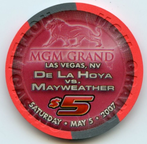 $5 MGM Grand De La Hoya vs Mayweather Il mondo aspetta LE Chip Las Vegas 2007 - Foto 2 di 2