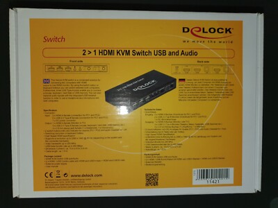 DELOCK  2 ˃ 1   HDMI KVM Switch  USB and Audio  11421   NEU  in ungeöffneter OVP