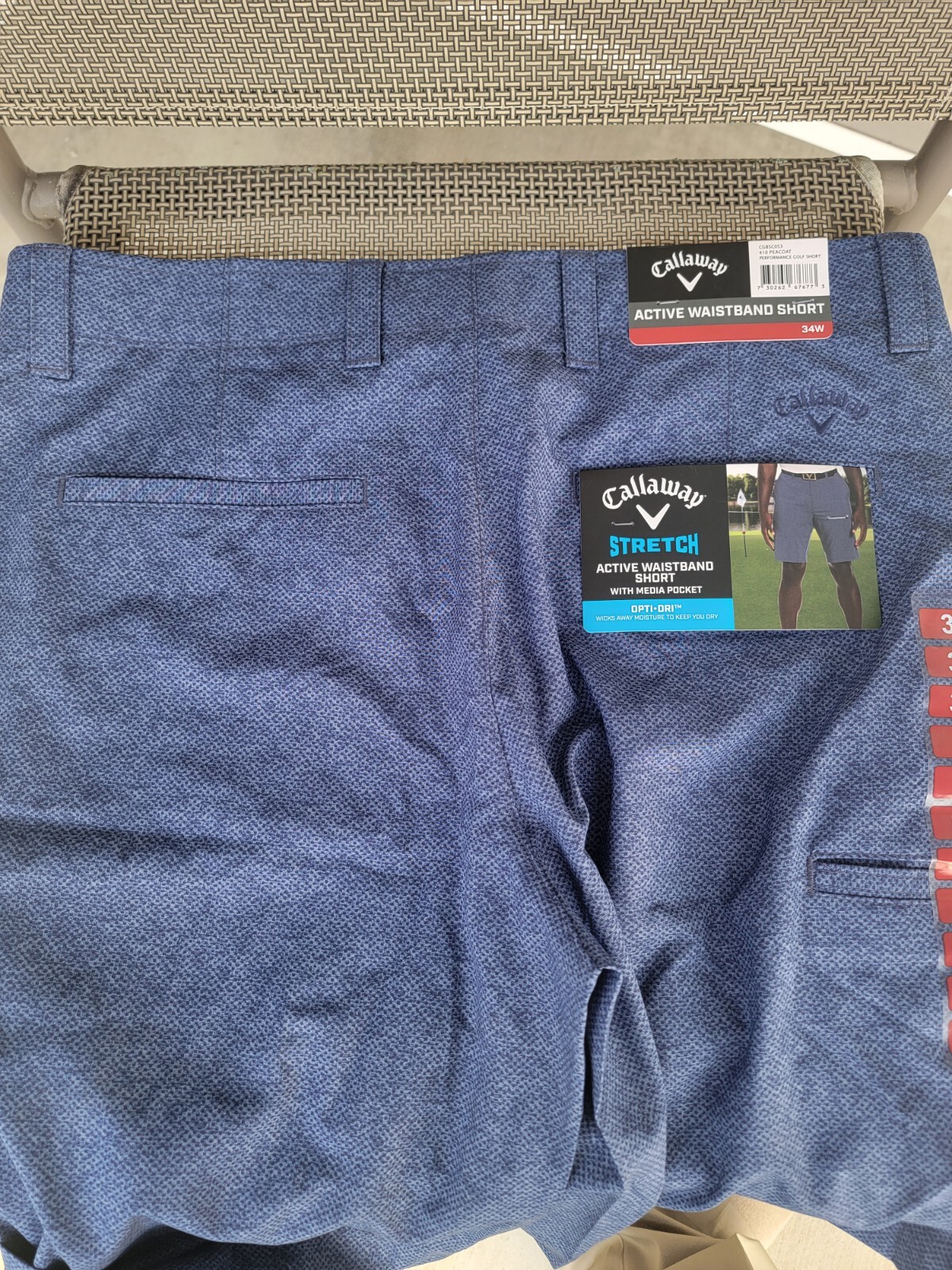 Callaway Mens Golf Shorts Size 34 OptiDri Active Waistband Peacoat