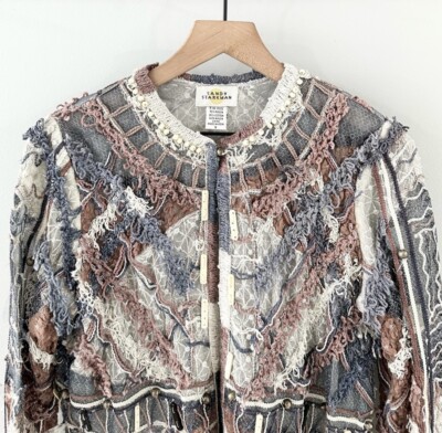 Sandy Starkman Beaded Patchwork Jacket Blue & Mauve Size Small | eBay
