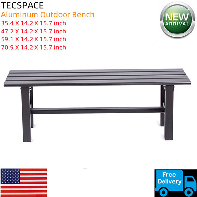 TECSPACE New 4 Sizes Black Aluminum Outdoor Bench for Park Garden Patio Lounge