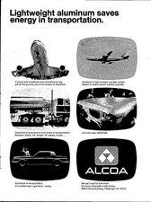 Alcoa Lightweight Aluminum Saves Energy Original Vintage Print Ad