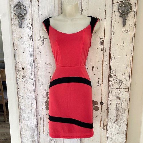 Marc New York Size 6 Womans Coral Pink Black Sheath Career Cocktail Party Dress - Picture 2 of 8
