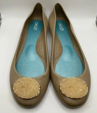 Oka B Shoes Womens 8 Slip On Flats Ballet Brown Leather Casual Comfort Round Toe