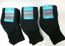  9 Pairs MEN'S QUARTER SOCK FULL CUSHION BLACK SOCKS Shoe Sizes 6-12 NWT