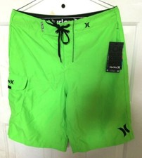 Hurley men's Swimsuit Trunks Shorts Neon Green Black Size 30 NWT READ Free Ship