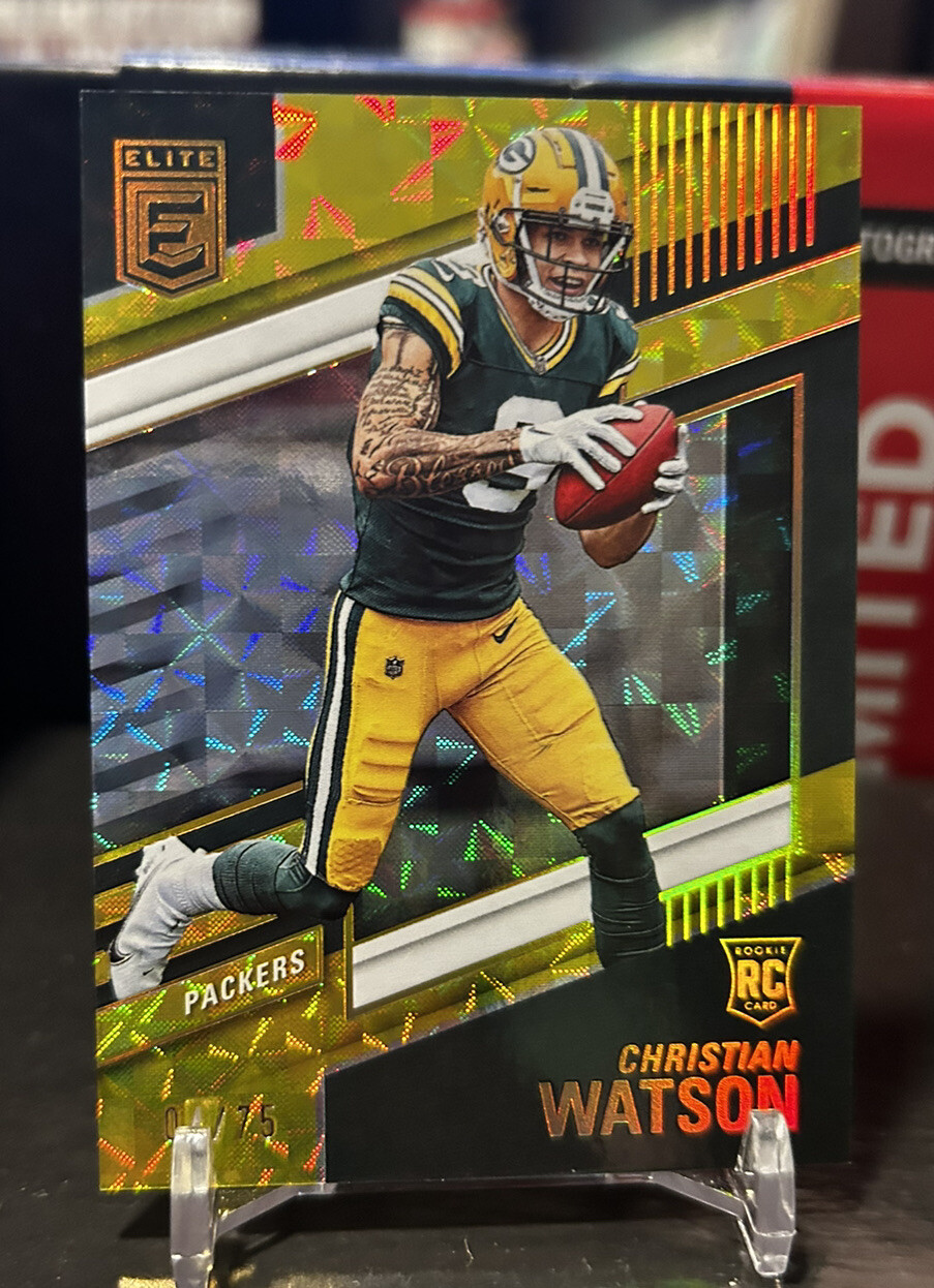 2022 Donruss Elite #152 Christian Watson Rookie Yellow /75 Color Match Packers