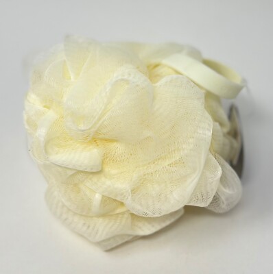 BATH & BODY WORKS IVORY WHITE MESH SHOWER SPONGE LOOFAH POUF SOFT SILICONE STRAP