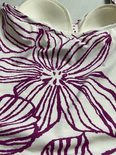 MERONA Womens Tankini Swim Top Size 16W Purple White Floral New - Picture 4 of 6