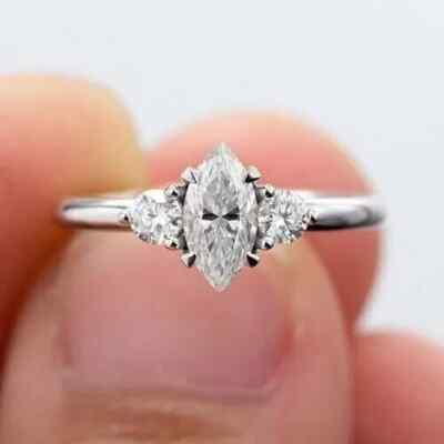 2Ct Marquis Cut Lab-Created Diamond Proposal Wedding Ring 14k White Gold Plated
