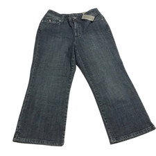 Chicos Original Womens Platinum Thelma Capri Crop Jeans Blue Stretch S/0 New