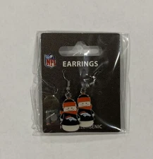 Denver Broncos Football Team Logo NFL Snowman Charm Dangle Earrings Pair