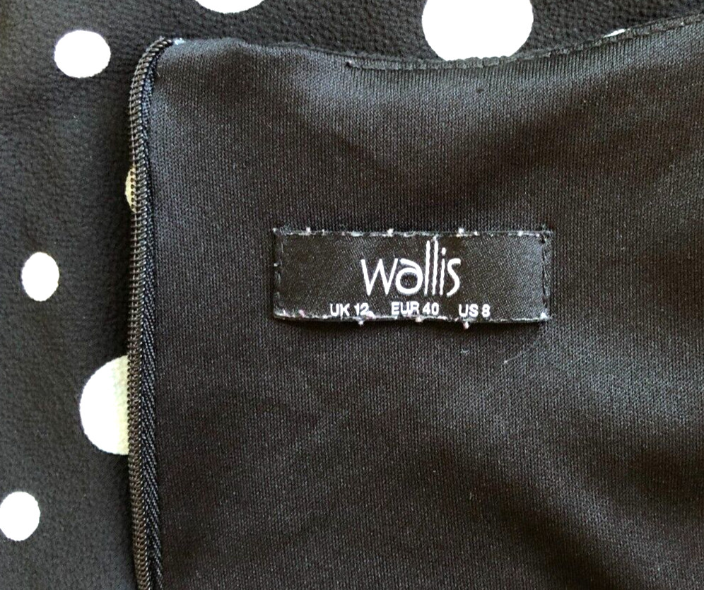 Wallis Dress UK12 Black/White Spot Fit and Flare Knee Length Sleeveless image 7