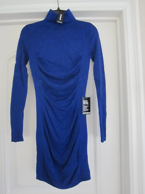 New w/ Tags Express Ruched Sweater Dress Blue XS