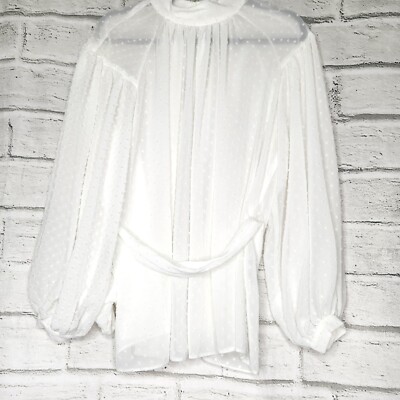 NEW Asos White Sheer Long-Sleeved Women's Blouse Size Puff Sleeves