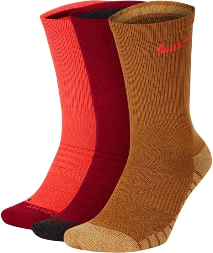 Nike Everyday Max Cushioned Ankle Socks Crew 3 Pair Men's Size 12-15 - red gold