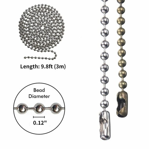 10FT Ceiling Fan Pull Chain Beaded Extension Set Home Light Decor w/ Connectors - 第 6/13 張圖片