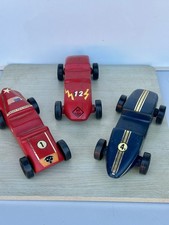 Lot Of 3 Vintage Pinewood Derby Race Car- Blue/Red Boy/Cub Scouts Grand Prix