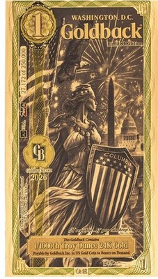 2026 Washington DC Limited Edition 1 Goldback