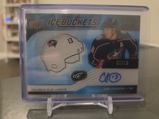 2019-20 UPPER DECK ICE BUCKETS AUTO JERSEY CAM ATKINSON 39/99 COLUMBUS BLUE