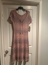 Frye Knit Sweater Dress Size L Coral Pink Combo