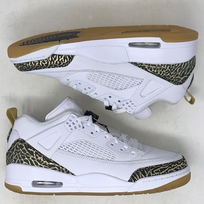 Air Jordan Spizike Low 'Gold Cement' White Sneakers, Size 12 BNIB