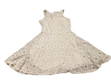 BB Dakota Women 4 White A-Line Fit & Flare Mini Dress Sleeveless Lace Knit Zip