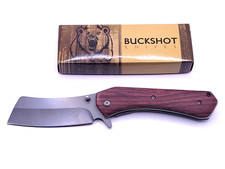 Buckshot Folding Pocket Knife Spring Assist Wood Handle Steel Blade PBK222WD