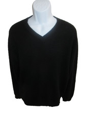 J Ashford 100 Cashmere Black V-neck Sweater Men's L