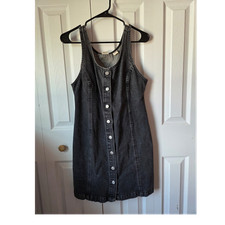 Women s Black Levi Denim Mini Dress Button-Front.
