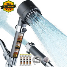 Handheld Filtered Shower Head High Pressure 4 Spray Hard Water Chlorine Filter