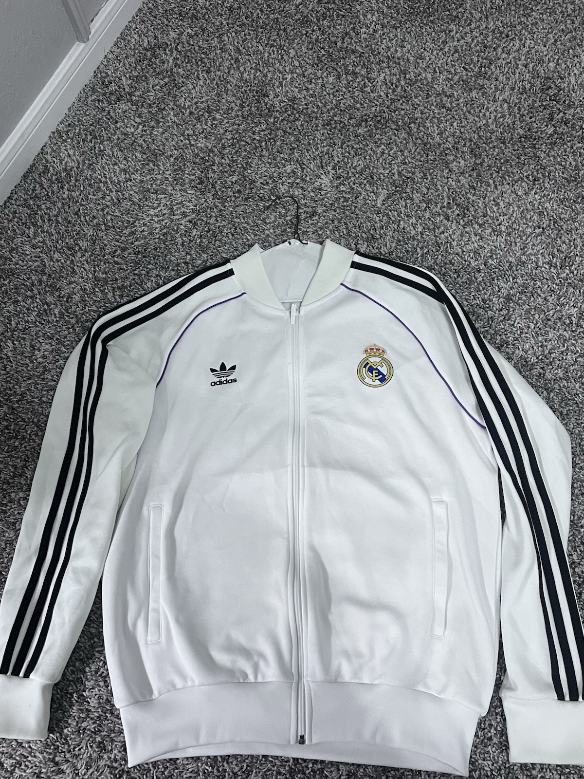 2017 white Adidas Real Madrid track jacket Size L