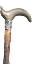 Antique Irish Blackthorn Walking Stick Cane Sterling Silver RFS  Co Horn Handle