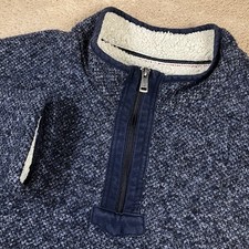 Orvis Mens 2XL Long Sleeve Blue Marled 1/4 Zip Sherpa Lined Heavy Pullover
