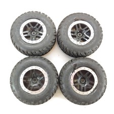 4x Traxxas Slash 4x4 Spec 1/10 Short Course Truck Tires on 12mm Hex Wheels Used