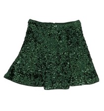 M&S Women's Skirt Green Sequin Flippy Hem Mini Zip Lined Going Out Party New