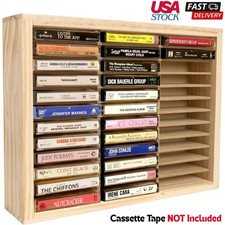 36-slot Wood Cassette Tape Holder Cassettes Storage Rack Wall Mount Freestanding