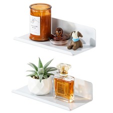 White Floating Shelves for Wall Storage 8 Inch Adhesive Wall Shelves for Bedr...
