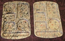 Vintage 2 Prolon Ware School Cafeteria Tray 9953 Confetti Divided Melamine