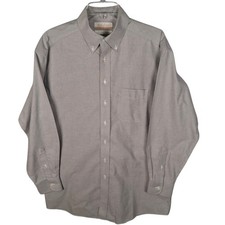 Roundtree Yorke Gold Label Gray Oxford Shirt Men's Medium M 15.5 33 Non-Iron