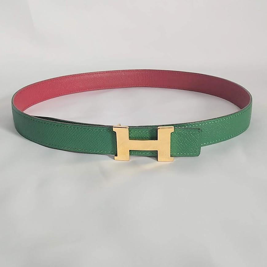 Hermes Constance Reversible Belt 70 Green Red Gold Used Excellent