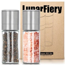 Mini Salt and Pepper Grinder Set Tiny Adjustable Coarseness Shakers Portable